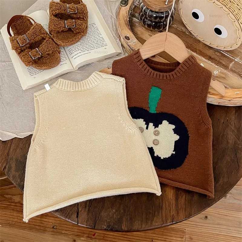 Fashion Infant Girls Kids Autumn Sweater Waistcoats Winter Warm Boys Baby Knit Vests Cute Cartoon Toddler Tops Children Clothing Y240906