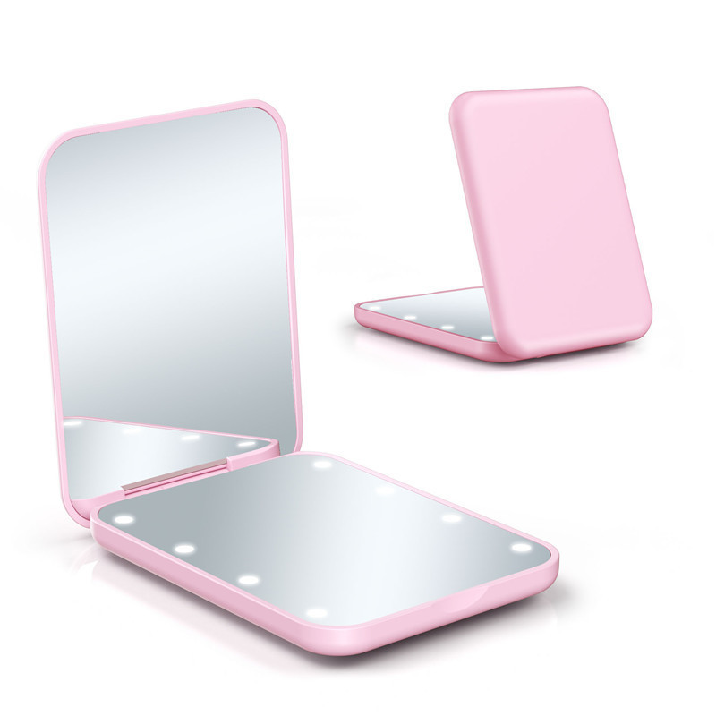 4 Colors Compact Mirror, 1x/2x Magnifying LED Pocket Mirror, Small Lighted Travel Makeup Mirror Folding, Handheld, 2-Sided Mini Mirror with Lights for