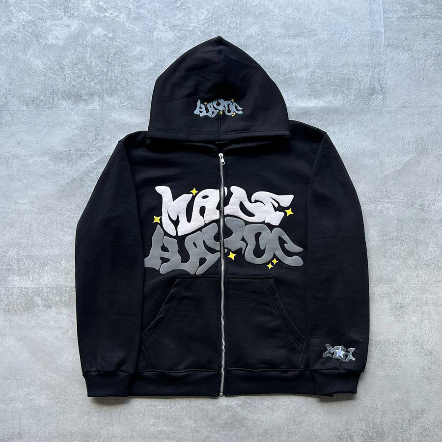Designer Men's Hoodie Foam Letter Print Cardigan Street Hip Hop Men's and Women's Sports Loose Casual Hoodie