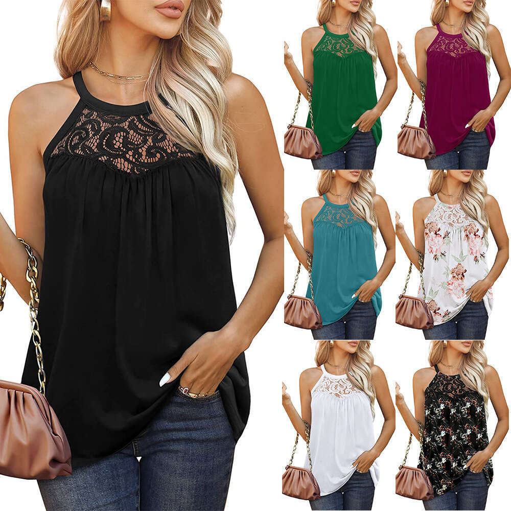 2024 New Lace Pleated Sleeveless Tank Top T-shirt for Women
