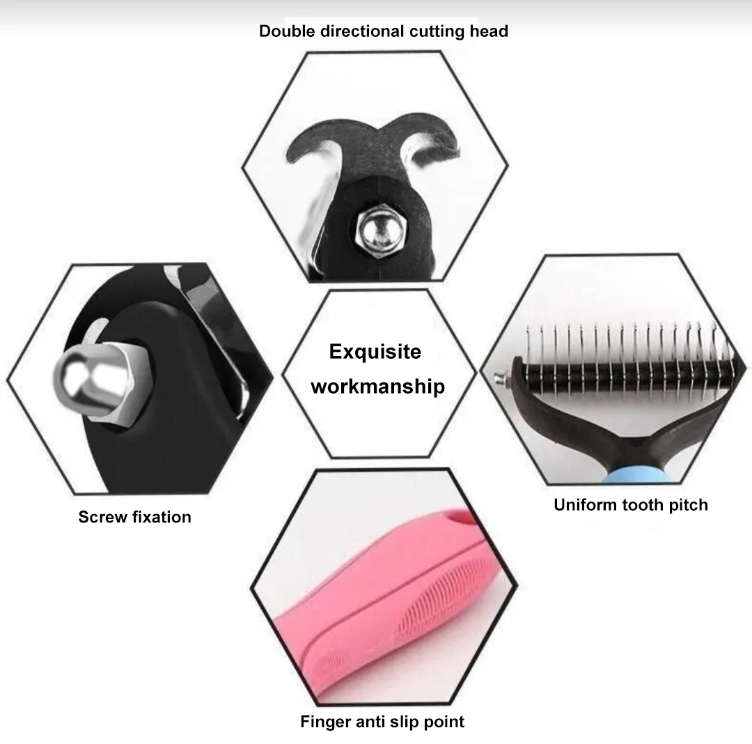 Pet supplies Stainless steel double-sided knot rake comb cat and dog comb cleaning beauty hair removal comb knot comb durable and convenient suitable 