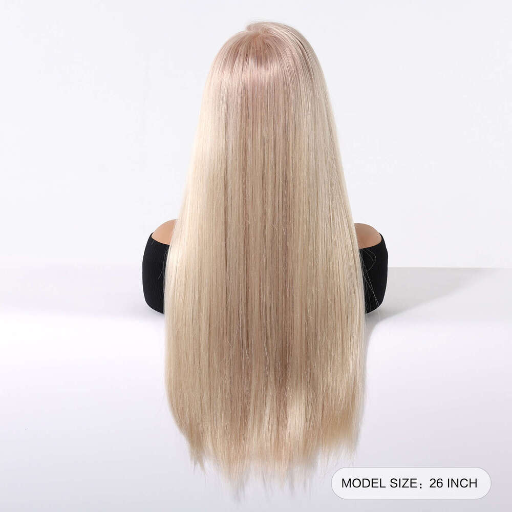 Charmsource Synthetic 13X6 Lace Wig Long Straight Red Platinum Wigs For Women Daily Party Cosplay Wedding High Density