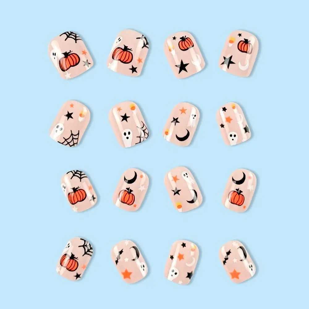 French fake nails handmade Halloween cartoon fake Neil funny pumpkin detachable press machine W240905
