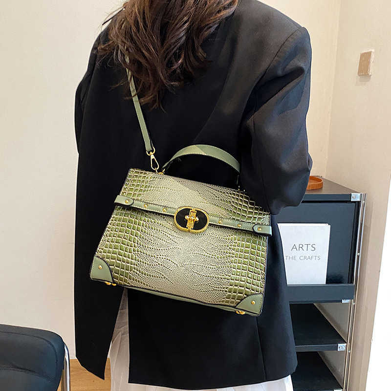 Crocodile Pattern Handbag Women's Bag Trendy Shoulder Bag Large Capacity Crossbody Bag Women's Bag 240915
