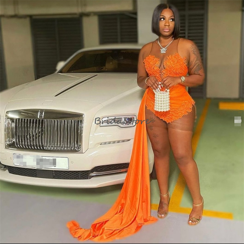 Amazing Orange Short Prom Dresses Sheer Neck Mini Short Homecoming Dress 2025 Black Girls Velvet Cocktail Formal Birthday Party Graduation Evening Dre