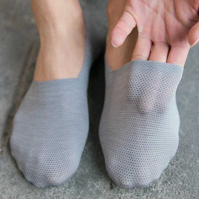 Summer Men Womens Mesh Invisible Socks Slippers No Show Thin Invisible Ice Silk Short Socks Ankle Breathable Boat Socks Y240906