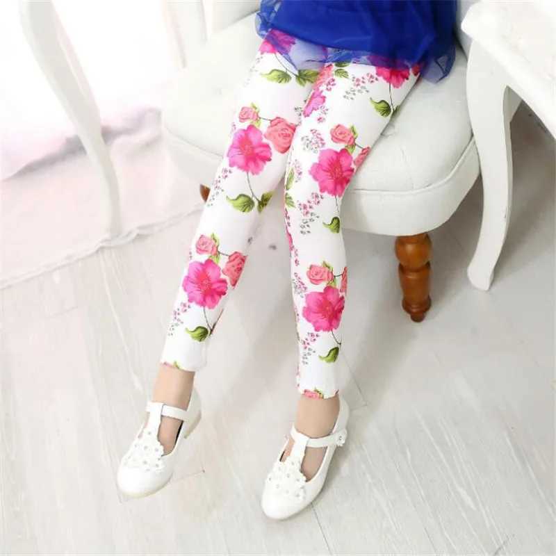 Kids Girls Leggings Spring Summer Flower Printed Children Trousers Girl Casual Pencil Pants Cute Toddler Leggings Y240906
