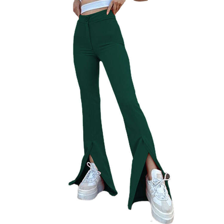 fashion temperament commuting slit small personality solid color bell bottom pants 2024 spring/summer style