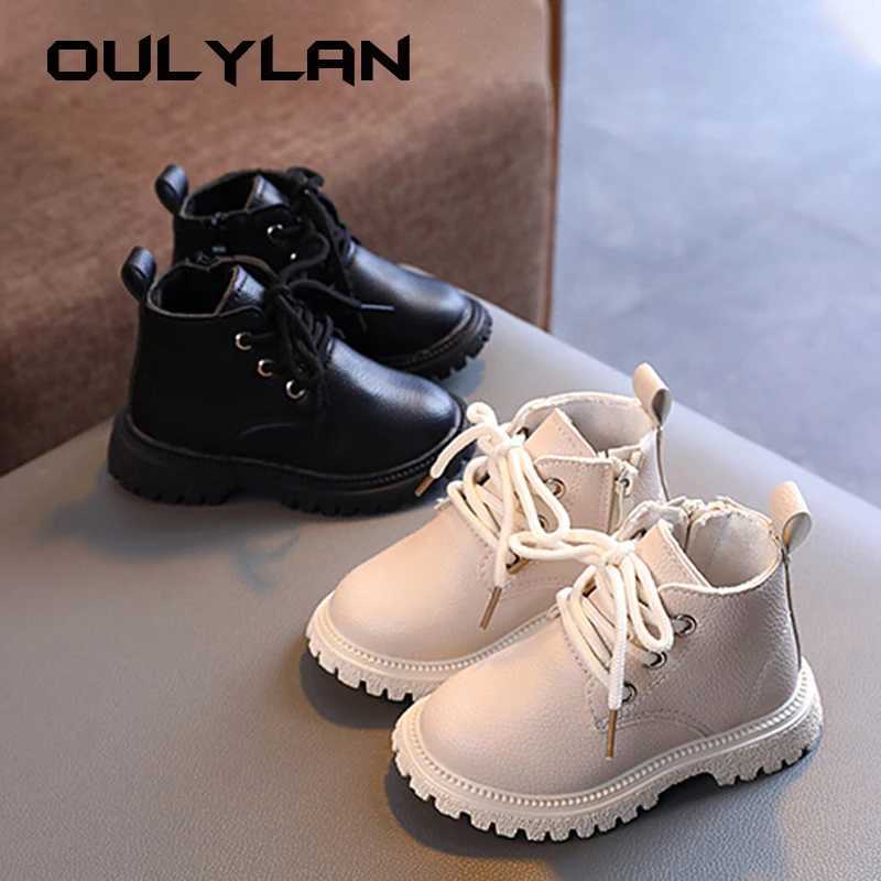 Children Boots Autumn Winter Solid Color Shoe Boys Leather Boots Girls Fashion Short Snow Boots Toddler Shoes M240906