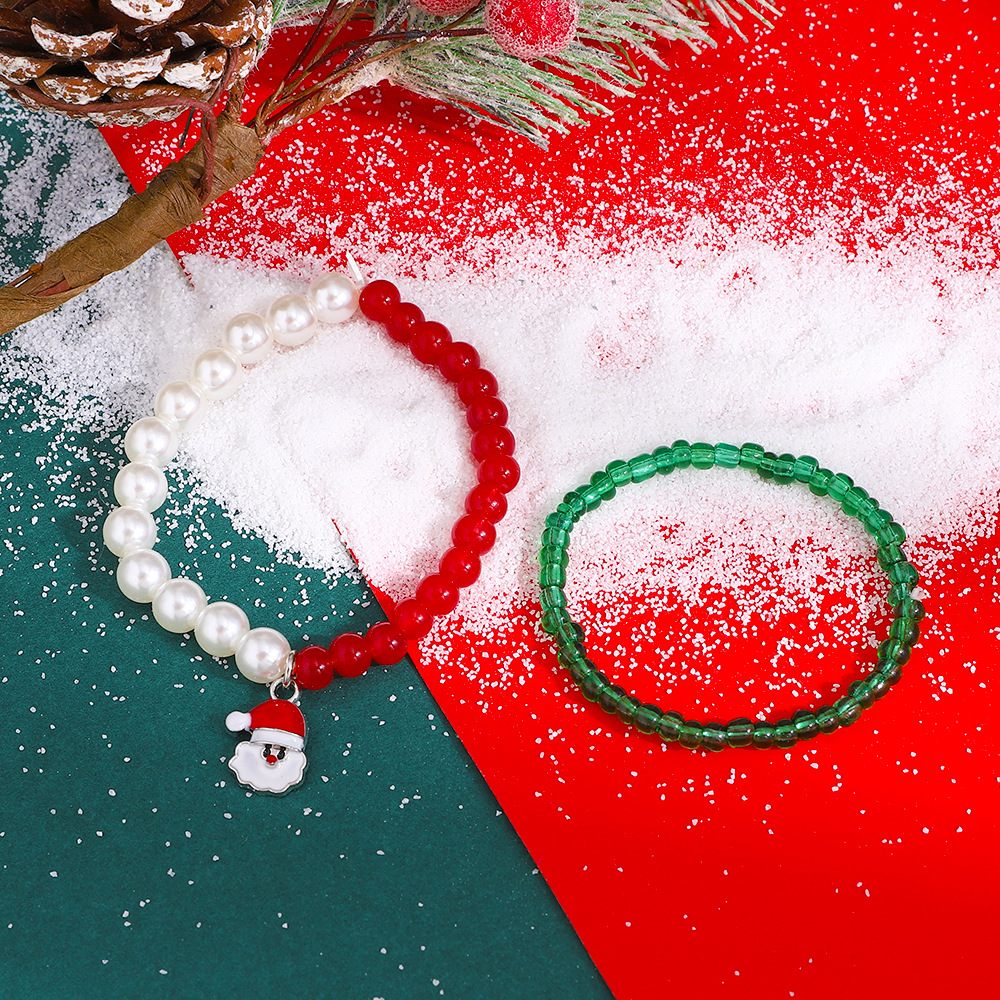 Festive Christmas Beaded Jewelry Collection - Unique Miyuki Seed Bead Bracelets Featuring Jolly Old Saint Nick