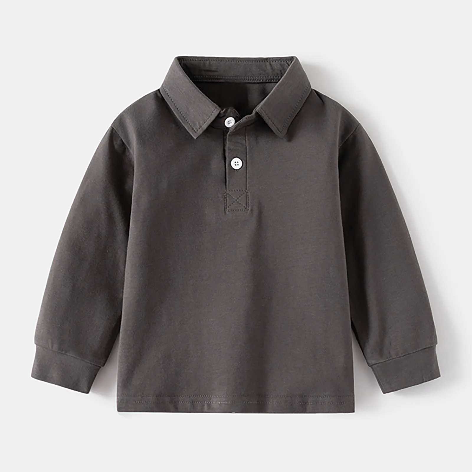 White Long Sleeve POLO Shirt For Boys Girls Lapel Design Suitable For Middle Big Kids School Uniform Clothes 2-7 Yrs 2024 Y240906