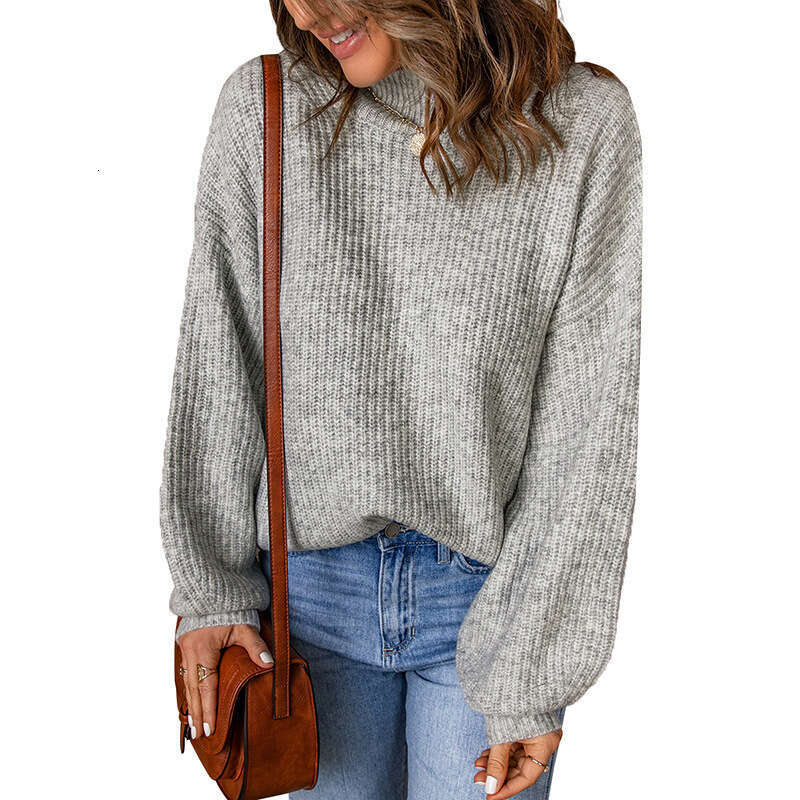 2024 Women's Autumn and Winter New High Collar Solid Loose Pullover Sweater for Women
