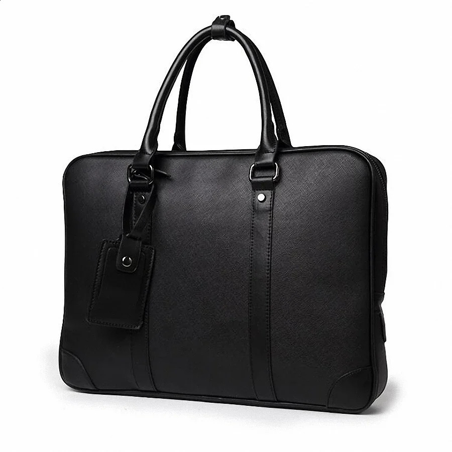 Simple n mens notebook handbag soft PU leather fashionable business briefcase messenger bag 240906