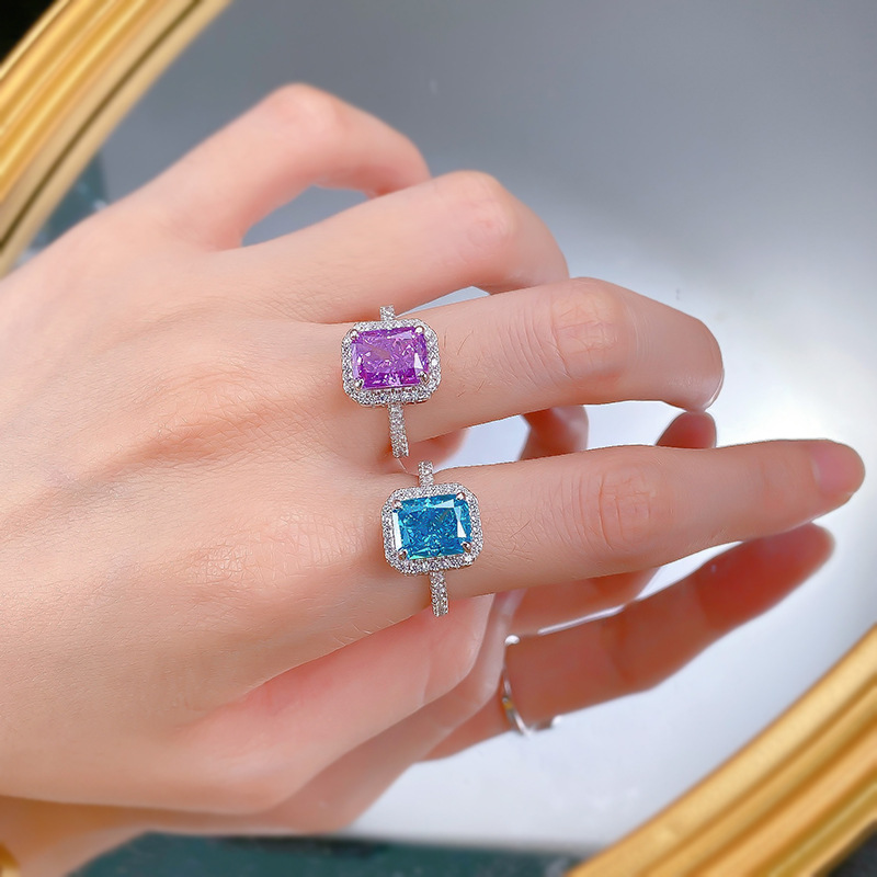 Unique Aquamarine Moissanite Rings | Pure Sterg Sier Bridal Gift