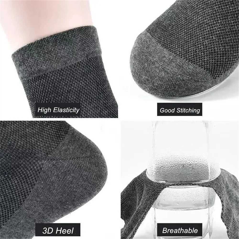 10 Pairs Breathable Mesh Socks Men Cotton Spring Summer Mid Length Sweat Wicking Socks Odor Resistant Sports Calcetines Y240906