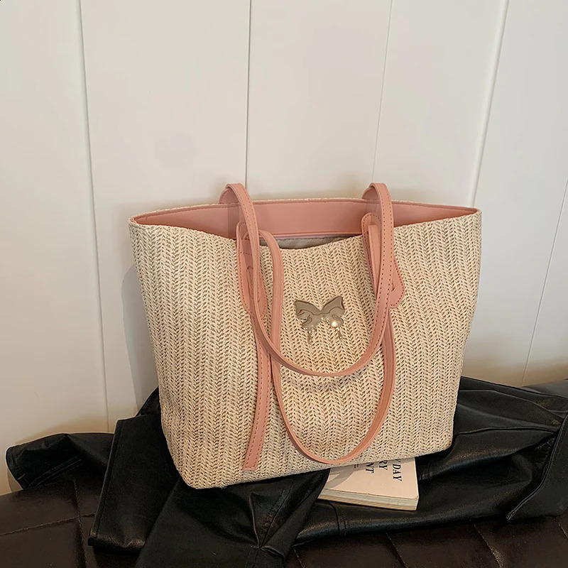 Summer Beach Grass Woven Bag for Women 2024 Fashion Shoulder with Large Capacity Handheld Tote 240906