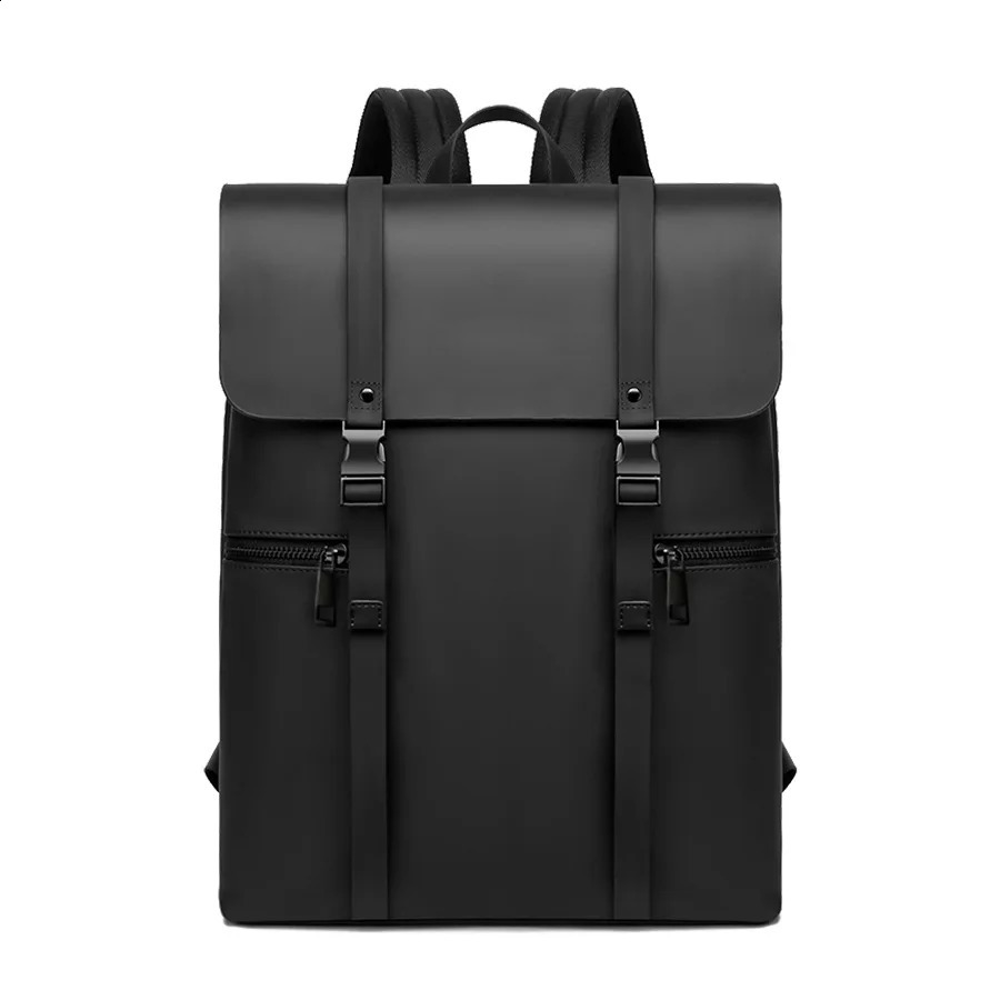 Mens fashion backpack simple business travel texture large capacity flip cover lightweight and fashionable 240906