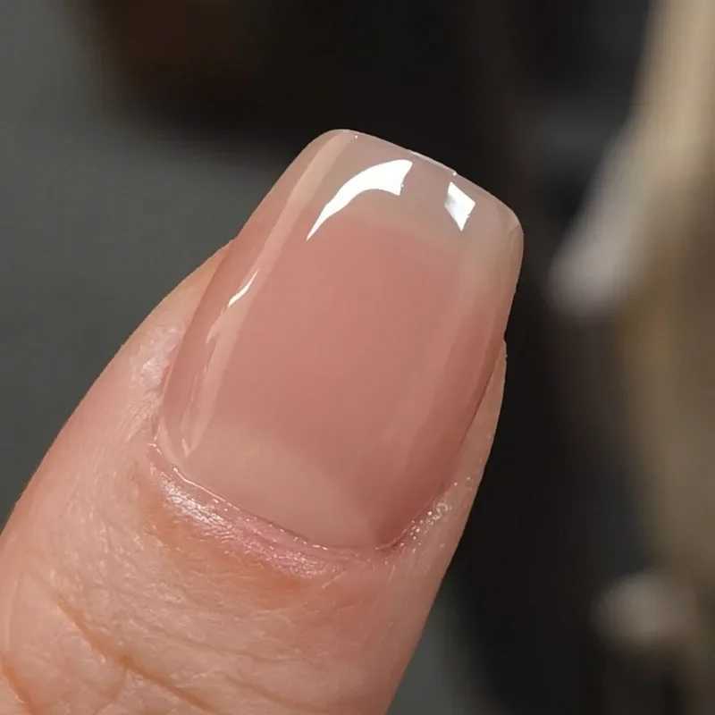 30 pieces of S+M size ballet gradient style short ergonomic contracting naked fake nails wearing complete nail coverings on the nails W240905