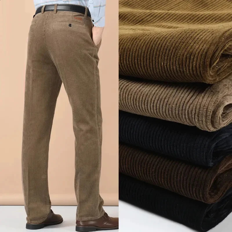 Corduroy comfortable cotton mens straight casual pants slim fit clothing classic Trouser for autumn and winter of 240905