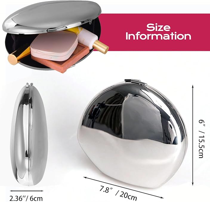Evening Clutch Purse for Women Metal Acrylic Reflective Shoulder Bag Unique Handbag for Wedding Party Prom
