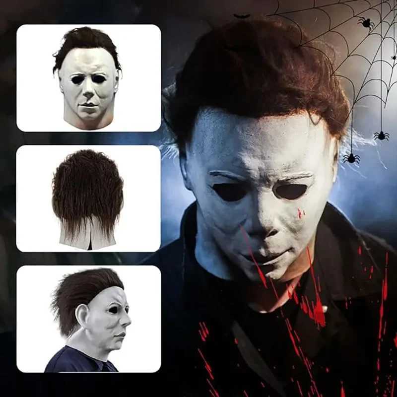 Halloween Michael Myers Mask Cosplay Horror Bloody Killer Demon Latex Helmet Carnival Masquerade Party Props Realistic HeadgearXJ240905