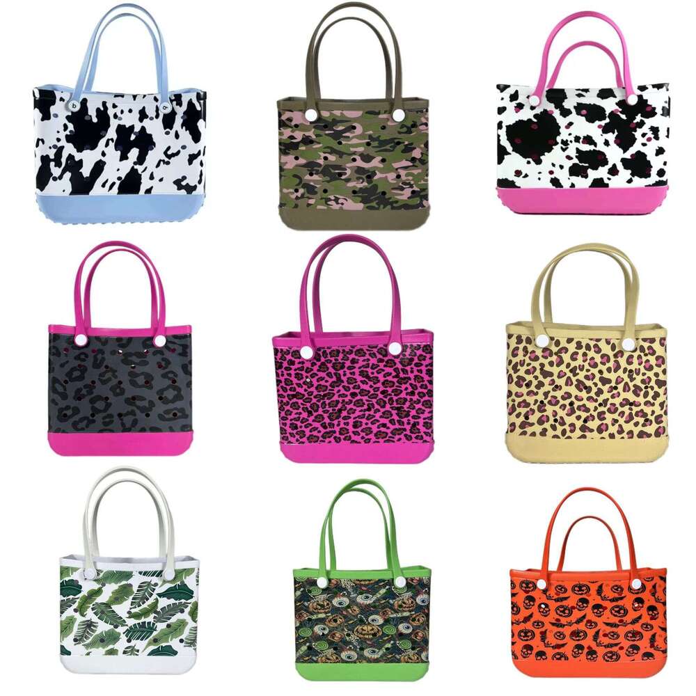 New Hollween Bogg Bags XL Silicone Printed EVA Beach Travel Storage Multi-Color Totes Outdoor Hole Eva Plastic Rubber Bags Shopping Baskets 0906
