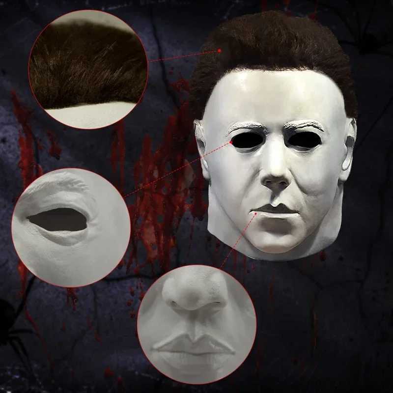 Halloween Michael Myers Mask Cosplay Horror Bloody Killer Demon Latex Helmet Carnival Masquerade Party Props Realistic HeadgearXJ240905
