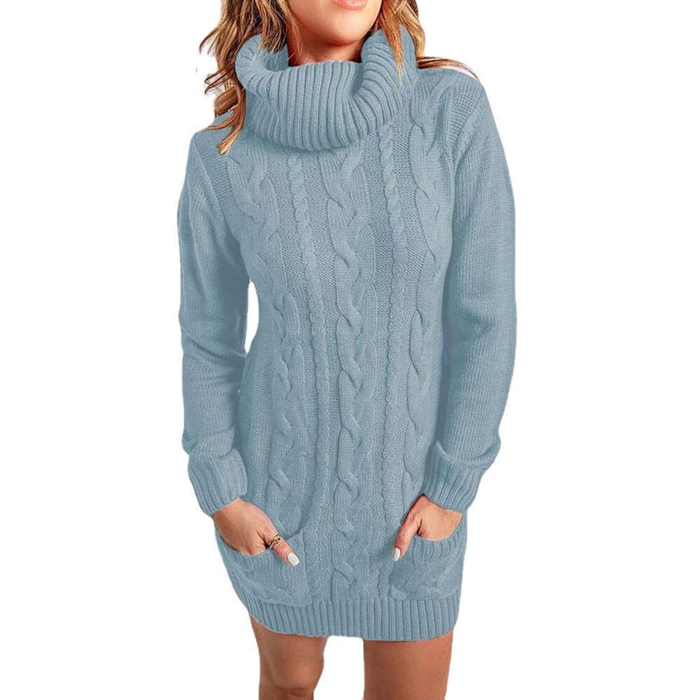 2022 Autumn/Winter New High Round Collar Knitted Dress Sweater