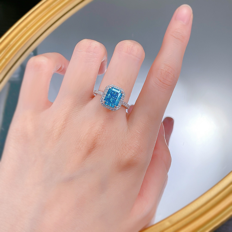 Unique Aquamarine Moissanite Rings | Pure Sterg Sier Bridal Gift