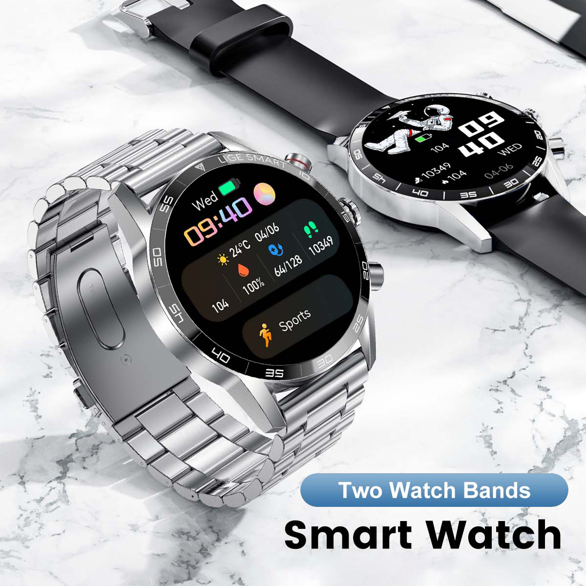 LIGE's new Bluetooth calling smartwatch, waterproof, step counting, multifunctional health monitoring, voice assistant, remote control, camera, w