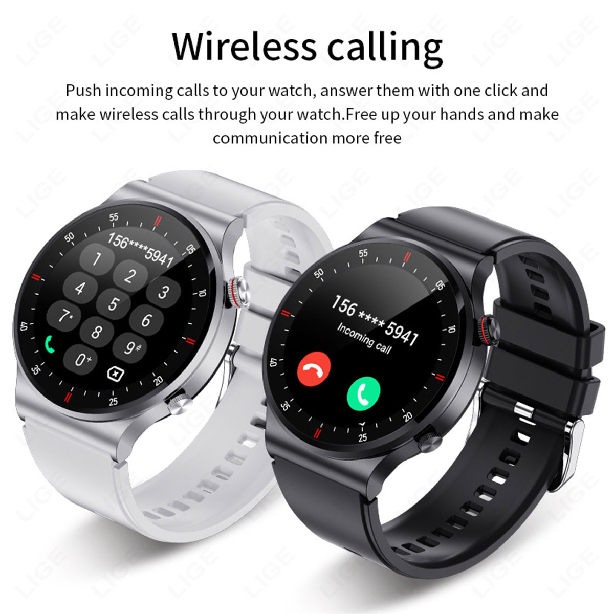 LIGE Smartwatch with Multifunctional Health Monitoring, Music Playback, Remote Camera Control & Bluetooth Call Features for Business Use