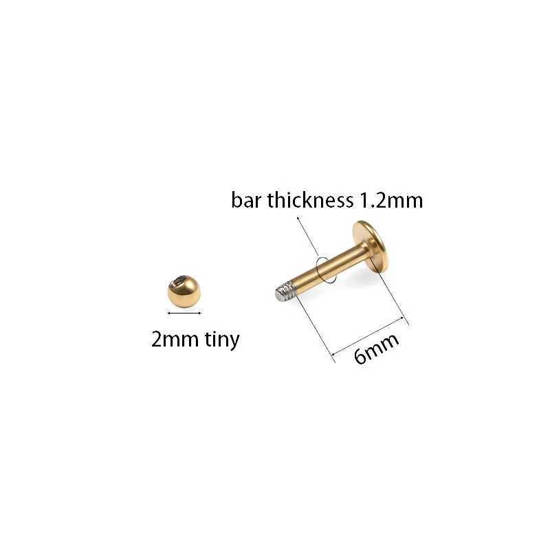 4pcs 2mm front spiral earrings screws ball earrings surgical steel earplugs anti allergic female jewelry 1.2x6x2mm W240803