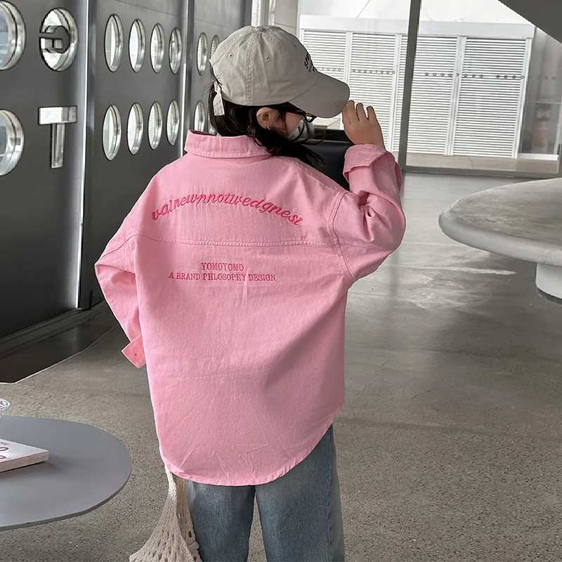 Girls Pure Cotton Coat Spring and Autumn 2024 New Childrens Wear Little Girl Western Leisure Shirt Childrens Spring Y240906
