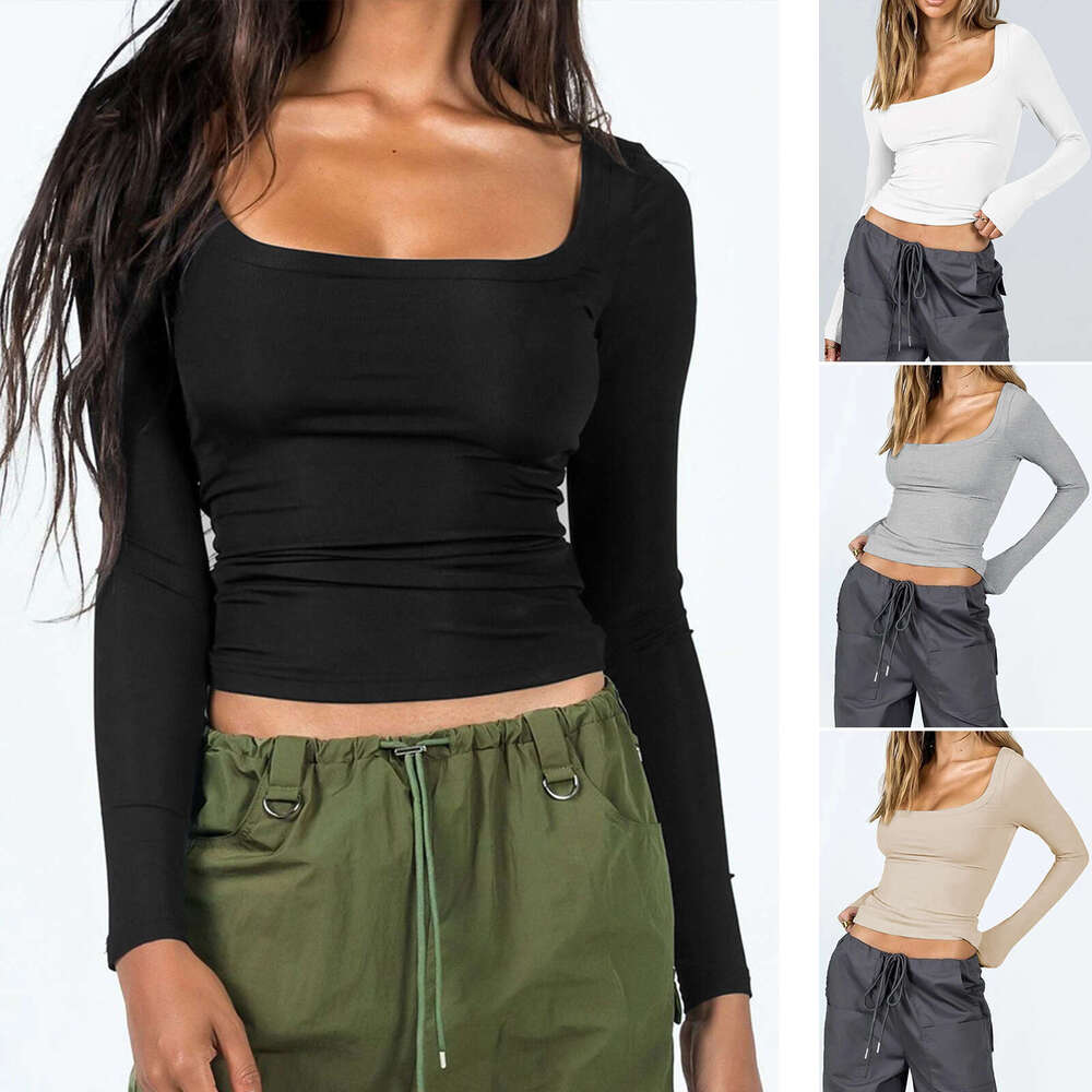Diyun top womens 2024 spring/summer Y2K sexy slim fit long sleeved T-shirt