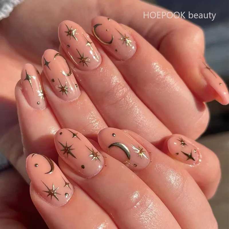 24 pieces of pink gradient almond pressed nail tips simple fashion trend fake nail art detachable natural artificial fake nails W240905