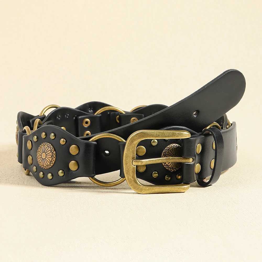 Spice Girl Riveted Slim Belt Retro Millennium Style Splicing Wide Belt Personalized Trend Belt Jeans Belt W240905
