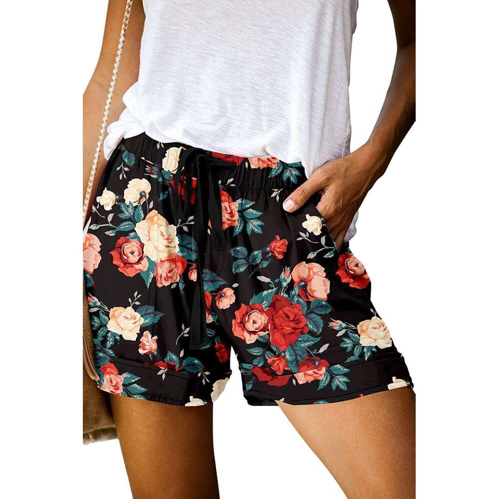 2024 Summer Printed New Style High Waist Straight Short Casual Pants Women's