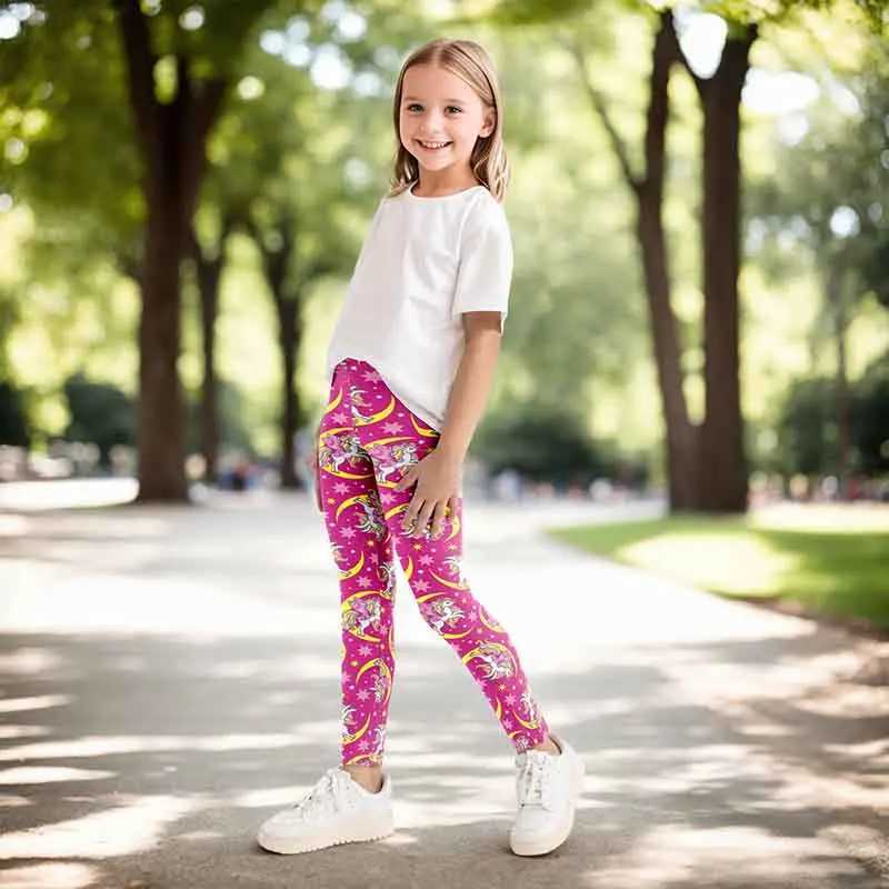 Kids Girls Leggings Casual Soft Comfortable Milk Silk Pants for Baby Girls Cartoon Printing Sports Pants Children Clohing 4-12Y Y240906