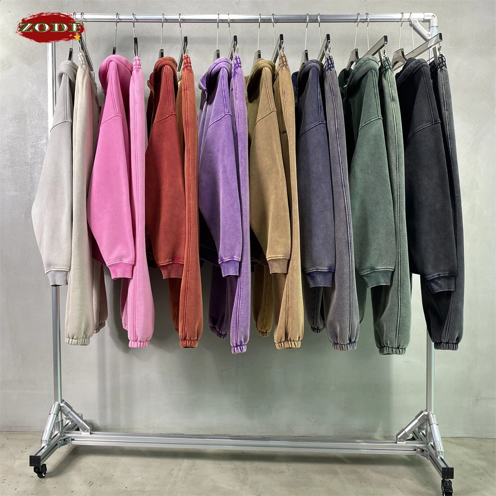 ZODF Retro Winter Mens 360gsm Wax Dyeing Wool Wash Sports Pants Womens Neutral Loose Brushed Warm Running Street Clothing HY0714 240905