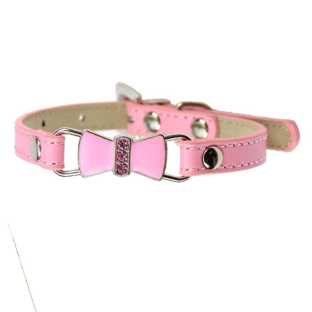Animal Rescue Donation pet Trendy Oil Drip Diamond Pet Collar Collar Spot Pet Accessories Bow Tie PU Leather Dog Collar