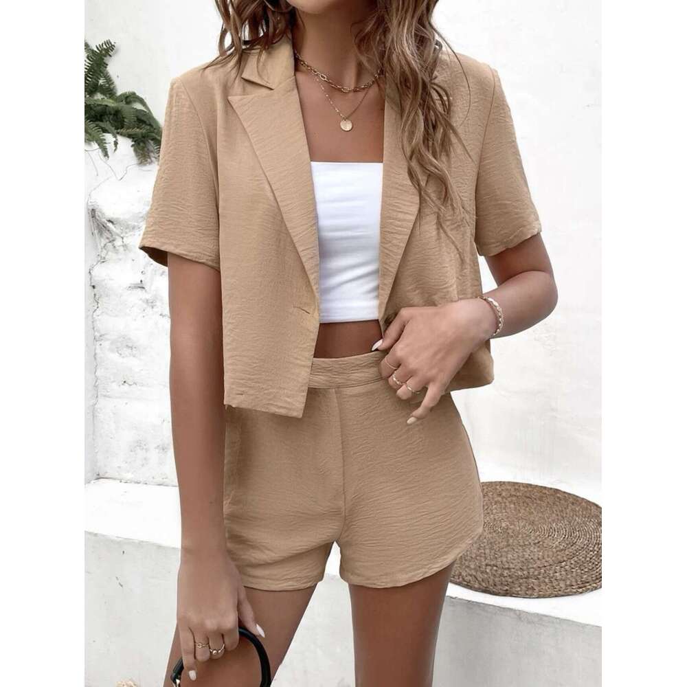 TEMU suit top shorts two-piece set for women's clothing