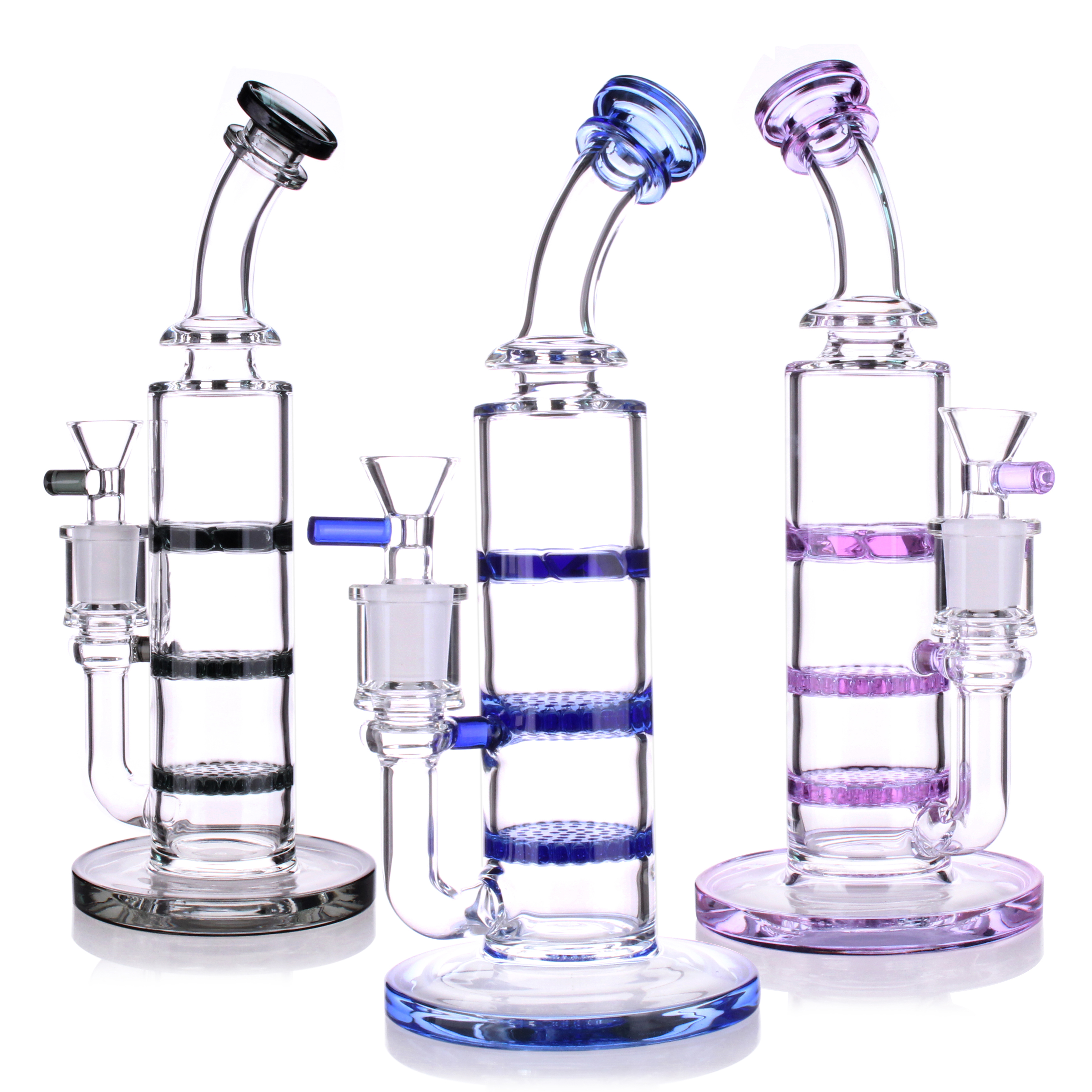 9-Inch Glass Bong with Honeycomb Perc for Oil Rigs - Tornado Hookah Water Pipe with Large Joint Dab Rig Accessories