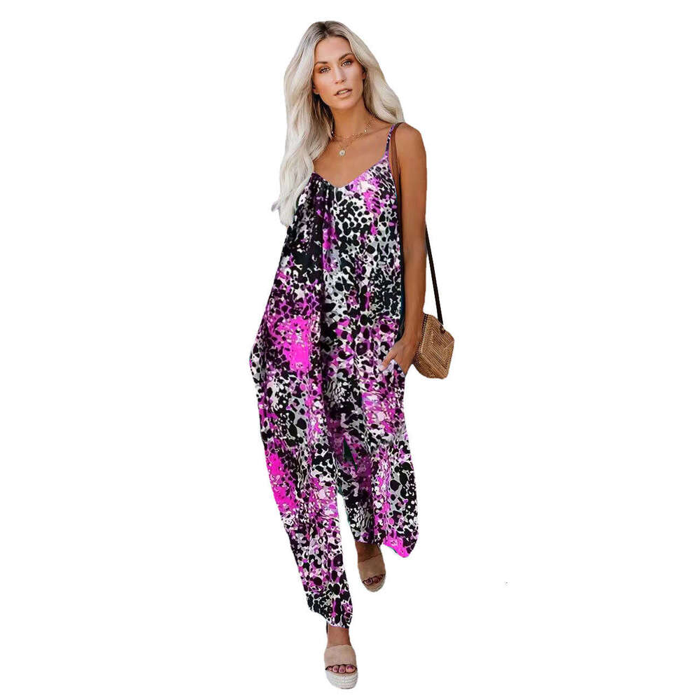 2023 summer new casual loose with camisole and wide leg jumpsuit