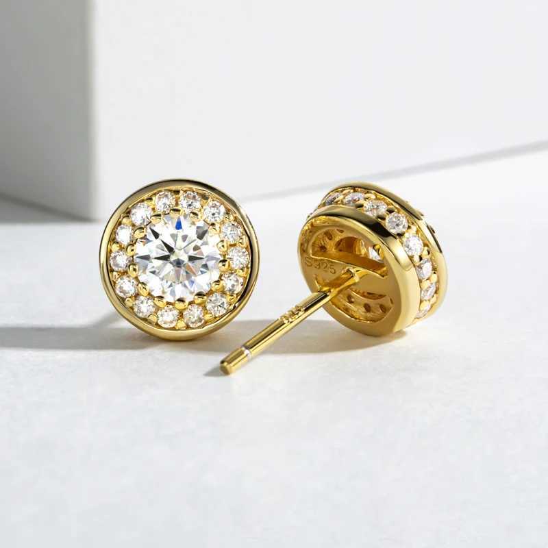 0.5 carat silica gold-plated gold S925 silver earrings for womens engagement stud earrings W240803