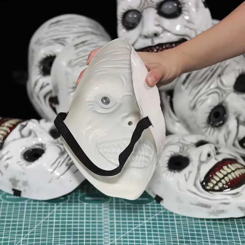 Halloween Mask Smiling Demon Horror Mask Scary Halloween Creepy Horror Costume Mask with White Eyes Suitable for Men and WomenXJ240905