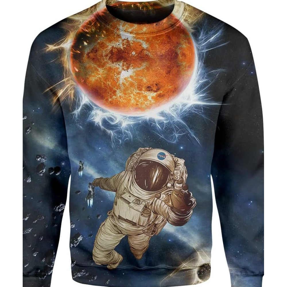 Long Sleeve Shirts For Men Sweatshirt Astronaut And The Sun Shirt, 2D Cotton T-Shirts Women Free shipping