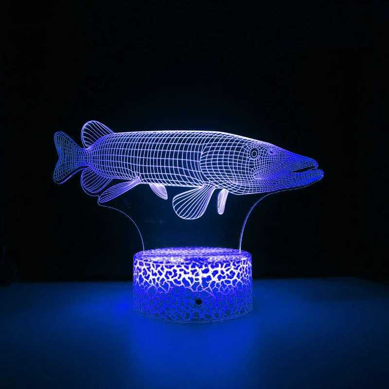 Nighdn Acrylic Fish 3D Lighting Table Light LED 7-Color Change Night Light Gift Childrens Sleep Light Bedroom Decoration W240816