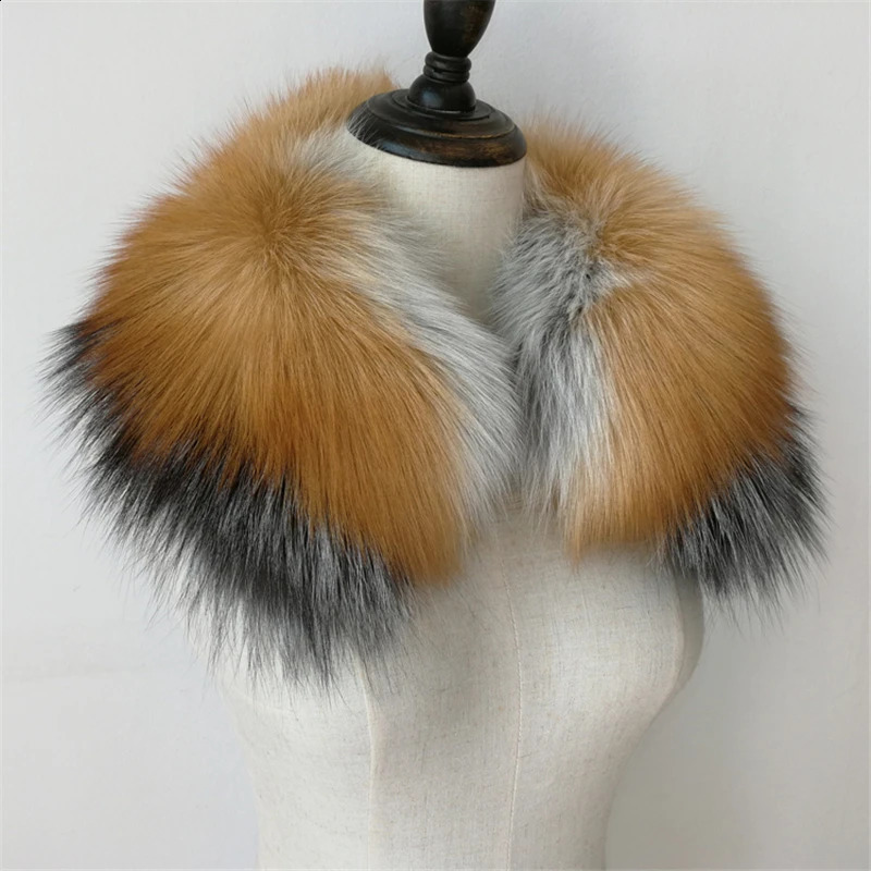 Winter 100% natural silver fox fur square collar womens red fox fur short scarf thick warm detachable muffler shawl 240906