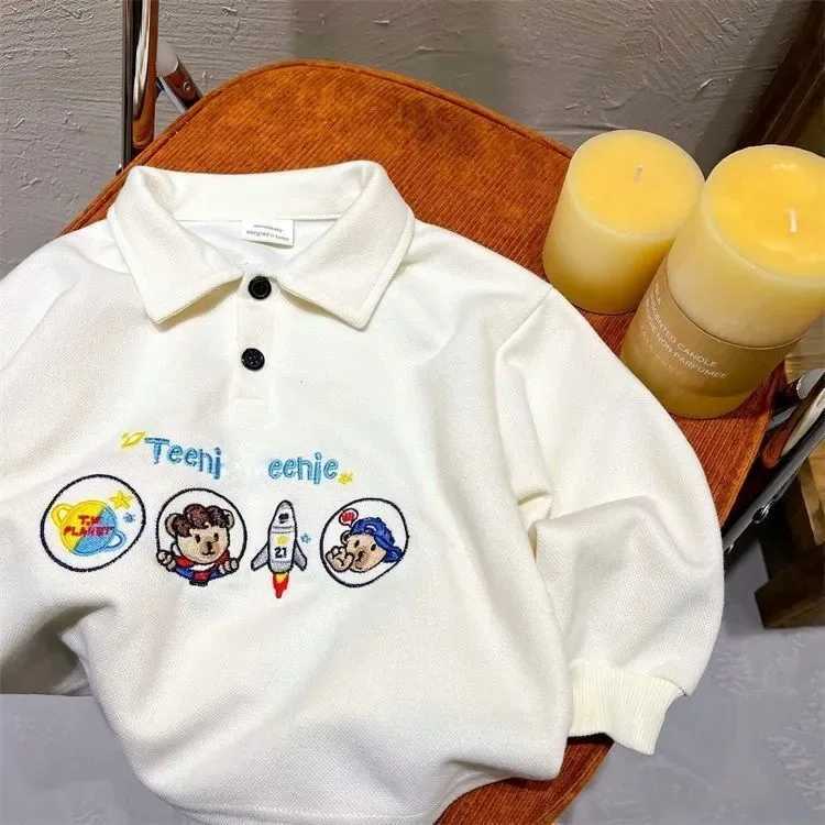 Children Boys Autumn New Polo Shirt Bear Embroidery Baby Boys Long Sleeve Sweatshirt Loose Cotton Letter Toddler Infant Boys Top Y240906