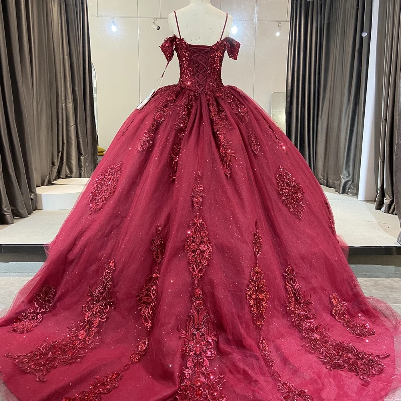 Red Quinceanera Dresses 2024 Sweet 16 Dress Ball Lace Up Applique Beaded Off Shoulder vestidos 15 anos Sweetheart Party Gown